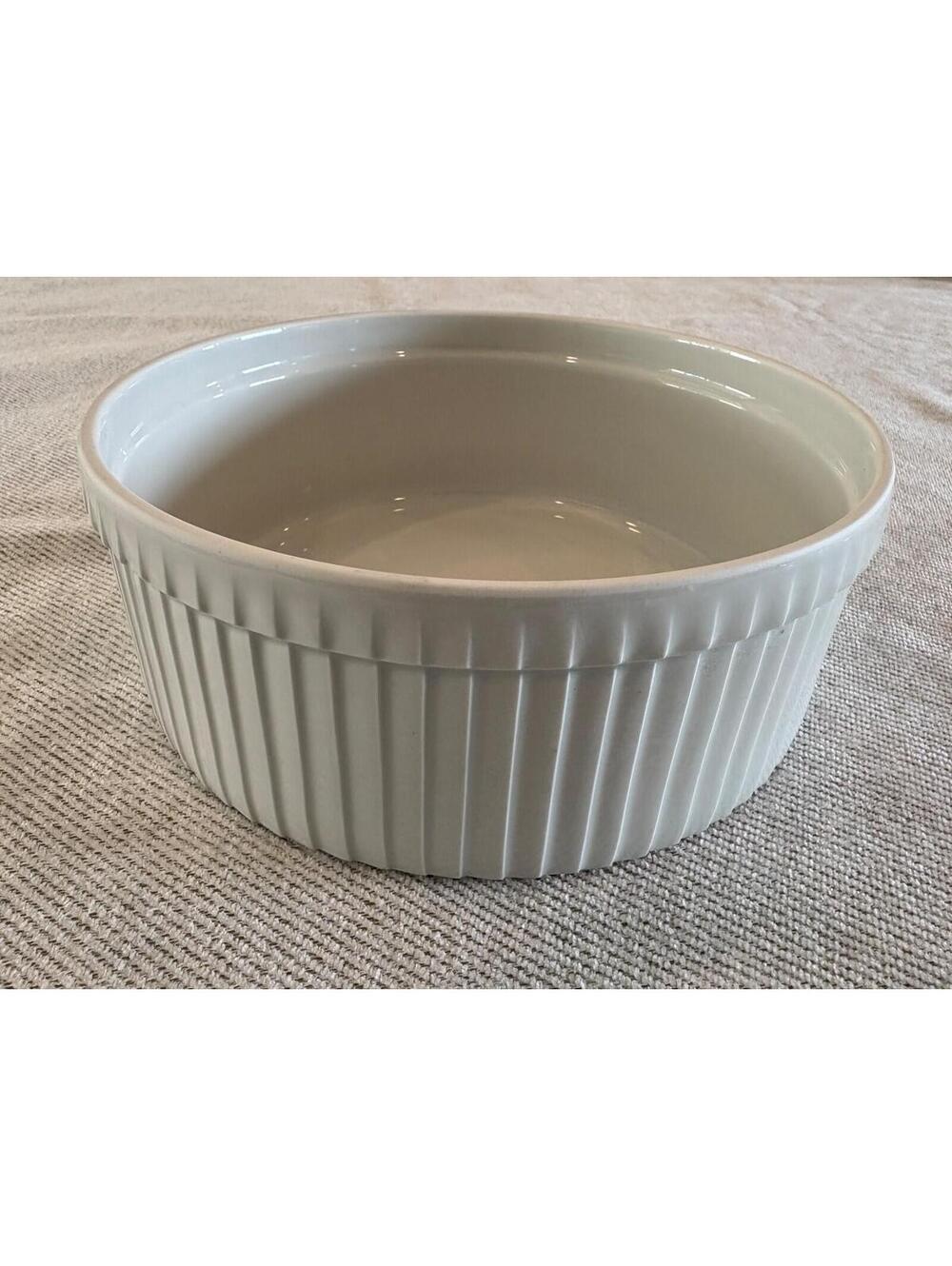 Vintage Pillivuyt France White Porcelain Pleated Soufflé Dish 7.5" Round #722